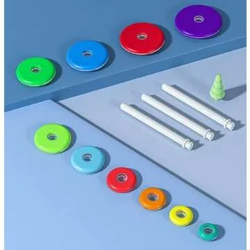 TANCH Hanoi Tower Puzzle All in One Logical Thinking Tower of Hanoi Brain Teaser Puzzle Stacking Boxes Game Toys for Kids and Adults 10 Rings