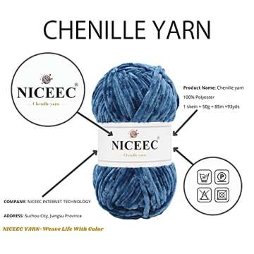 NICEEC Soft Chenille Yarn for Cozy Knitting Projects