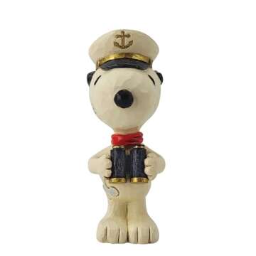 Enesco Peanuts Collection Jim Shore Snoopy Sailor Captain Figurine - Handcrafted 3.5 Inch Collectibl...