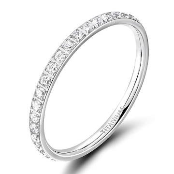TIGRADE 2mm Women Titanium Eternity Ring - Elegant Design