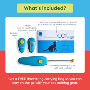 CAT SCHOOL Clicker Training Kit - 1 Cat Training Clicker, 1 Target Stick, 1 Step-by-Step Instruction...