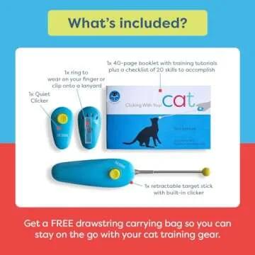CAT SCHOOL Clicker Training Kit - 1 Cat Training Clicker, 1 Target Stick, 1 Step-by-Step Instruction...