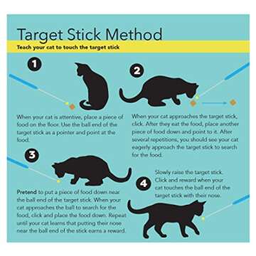 CAT SCHOOL Clicker Training Kit - 1 Cat Training Clicker, 1 Target Stick, 1 Step-by-Step Instruction Booklet - Clicker Tools for Cat Training, Fist Bump Training, Positive Behavior