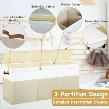 storasier Large Toy Box Chest,Toy Storage Organizer,Storage Bins with Lids,Stuffed Animal Storage,Toy Bins for Kids,Toddlers,Baby,Girls,Nursery,Living Room,playroom(Beige)