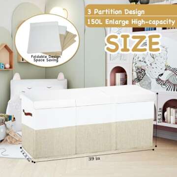 storasier Large Toy Box Chest,Toy Storage Organizer,Storage Bins with Lids,Stuffed Animal Storage,Toy Bins for Kids,Toddlers,Baby,Girls,Nursery,Living Room,playroom(Beige)