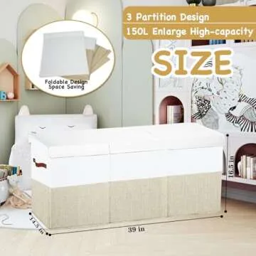 storasier Large Toy Box Chest,Toy Storage Organizer,Storage Bins with Lids,Stuffed Animal Storage,Toy Bins for Kids,Toddlers,Baby,Girls,Nursery,Living Room,playroom(Beige)