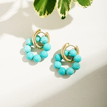 Elegant Turquoise Huggie Hoop Earrings for Women
