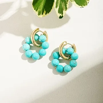 Elegant Turquoise Huggie Hoop Earrings for Women