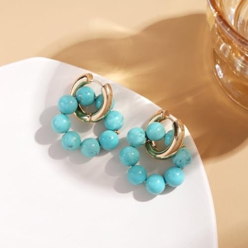 Elegant Turquoise Huggie Hoop Earrings for Women