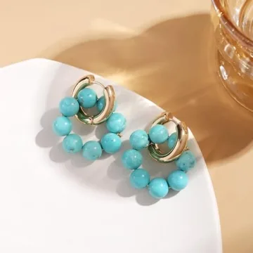 Elegant Turquoise Huggie Hoop Earrings for Women
