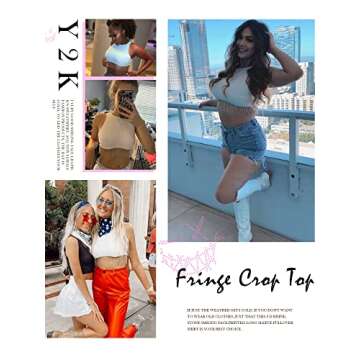 Trendy Rhinestone Fringe Crop Top for Stylish Women
