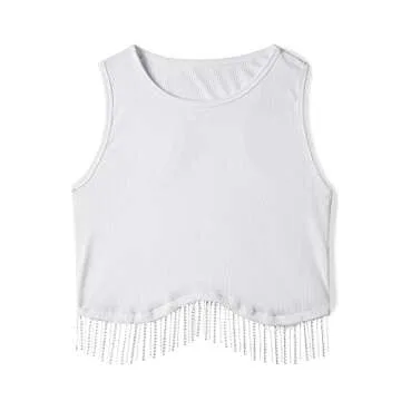 Trendy Rhinestone Fringe Crop Top for Stylish Women