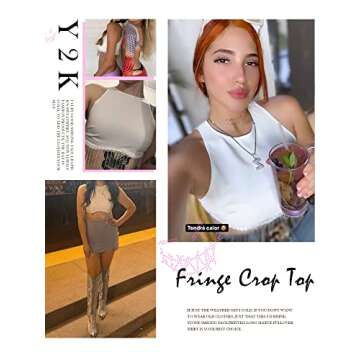 Trendy Rhinestone Fringe Crop Top for Stylish Women