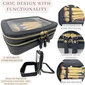 JAZD Clear Makeup Bags, Make Up Bag Organizer, Cosmetic Bag Toiletry Bag for Women Travel Makeup Cas...