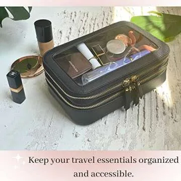 JAZD Clear Makeup Bags, Make Up Bag Organizer, Cosmetic Bag Toiletry Bag for Women Travel Makeup Case, Small Makeup Pouch, Clear Cosmetic Train Case Bag Organizer Makeup Bag for Purse Bags (BLACK)