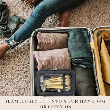 JAZD Clear Makeup Bags, Make Up Bag Organizer, Cosmetic Bag Toiletry Bag for Women Travel Makeup Case, Small Makeup Pouch, Clear Cosmetic Train Case Bag Organizer Makeup Bag for Purse Bags (BLACK)