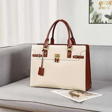 BOSTANTEN Briefcase for Women Laptop Bag for Women Leather Handbags 15.6 Inch Computer Bag Designer Work Purses Stylish Tote Bag