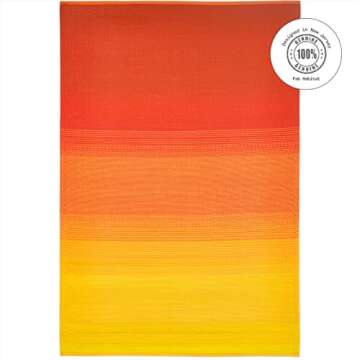 Fab Habitat Outdoor Rug - Waterproof, Fade Resistant, Crease-Free - Premium Recycled Plastic - Ombre Stripe- Porch, Deck, Balcony, Mudroom, Laundry Room, Patio - Big Sur - Sunset - 3 x 5 ft