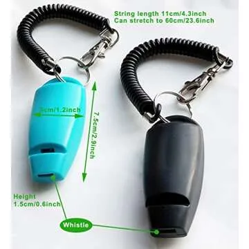 HoAoOo Pet Training Clicker Whistle with Wrist Strap - Dog Training Clickers (Black + Blue)