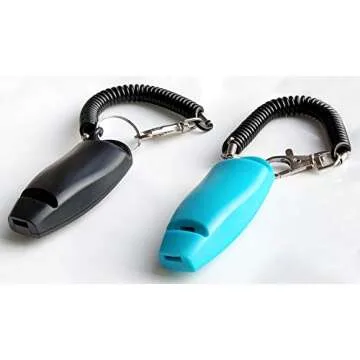 HoAoOo Pet Training Clicker Whistle with Wrist Strap - Dog Training Clickers (Black + Blue)