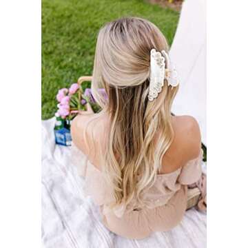 LILIE&WHITE Ivory Acrylic Butterfly Hair Clip with Shinny Rhinestones, Medium Size, Hair Clip for Women