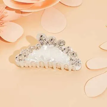 LILIE&WHITE Ivory Acrylic Butterfly Hair Clip with Shinny Rhinestones, Medium Size, Hair Clip for Women