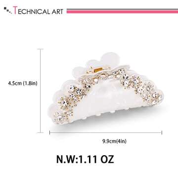 LILIE&WHITE Ivory Acrylic Butterfly Hair Clip with Shinny Rhinestones, Medium Size, Hair Clip for Women