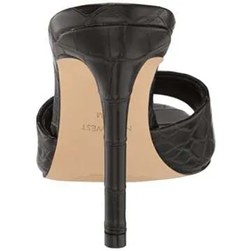 Nine West Women's FASSI Heeled Sandal, Black Croco 001, 9