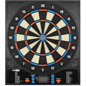CyeeLife Electronic Dartboard with Soft Darts,8 Players&34 Games&255 Variations,Battery/Adapter/3 Languages Switching for Professional Dart Games