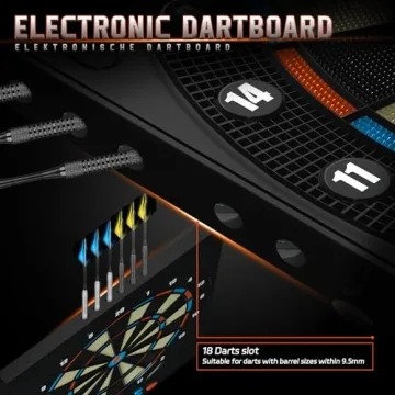 CyeeLife Electronic Dartboard with Soft Darts,8 Players&34 Games&255 Variations,Battery/Adapter/3 Languages Switching for Professional Dart Games