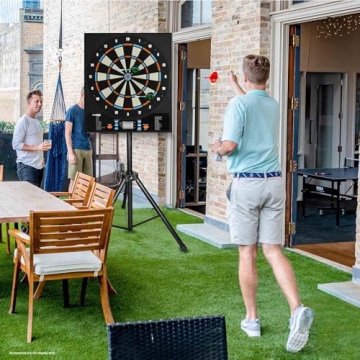 CyeeLife Electronic Dartboard with Soft Darts,8 Players&34 Games&255 Variations,Battery/Adapter/3 Languages Switching for Professional Dart Games