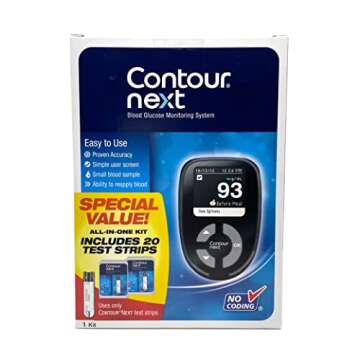 Ascensia CONTOUR NEXT Blood Glucose Monitoring System – All-in-One Kit for Diabetes with Glucose M...