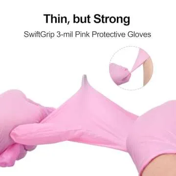 SwiftGrip Nitrile Disposable Gloves, Medical exam Gloves Disposable Latex Free, Gloves for Cleaning & Esthetician, Pink Rubber Gloves, Pink Cleaning Gloves, Powder-Free, 50-ct Box (Large)
