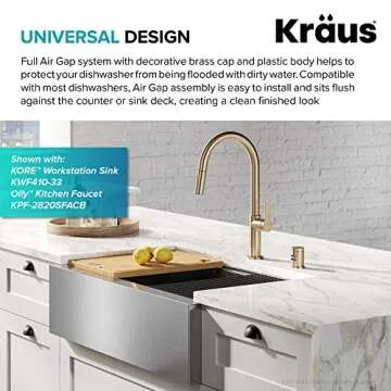 KRAUS Dishwasher Air Gap in Brushed Gold, KAG-1BG