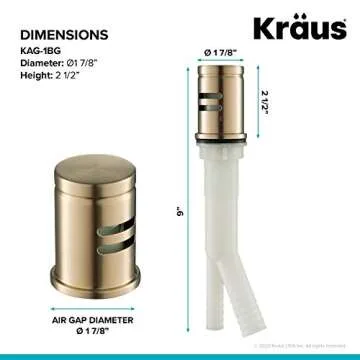 KRAUS Dishwasher Air Gap in Brushed Gold, KAG-1BG