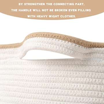 Proate XXXL Large Jute Cotton Rope Basket Blanket Basket Living Room 22"x14" Woven Baskets Laundry Basket Hamper with Handles for Blanket and Pillow Storage Toy Organizers and Storage Toy Bins