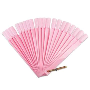 Beauticom® PINK 200 Piece Plastic False Nail Tip Sticks Chart Fan with Metal Ring Holder and Screw ...