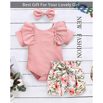 Adorable 0-3 Months Baby Girl Ruffle Romper Outfit Set