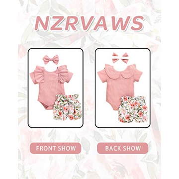 Adorable 0-3 Months Baby Girl Ruffle Romper Outfit Set