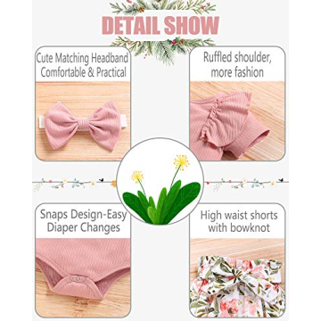 Adorable 0-3 Months Baby Girl Ruffle Romper Outfit Set