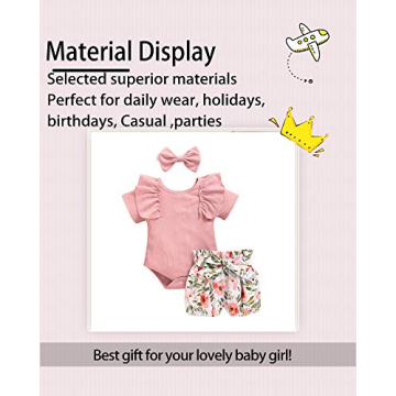 Adorable 0-3 Months Baby Girl Ruffle Romper Outfit Set