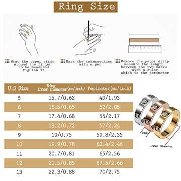 Love Friendship Rings 18K Gold Plated Silver with CZ Stainless Steel Promise Rings Wedding Band Fash...