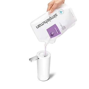 simplehuman 9 oz. Touch-Free Rechargeable Sensor Liquid Soap Dispenser Pump, White Stainless Steel