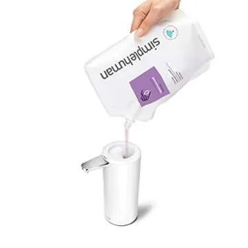 simplehuman 9 oz. Touch-Free Rechargeable Sensor Liquid Soap Dispenser Pump, White Stainless Steel