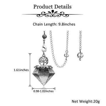 MANIFO Aquamarine Crystal Pendulum Reiki Healing Gemstone Point Life Tree Pendulums for Dowsing Scrying Divination Meditation