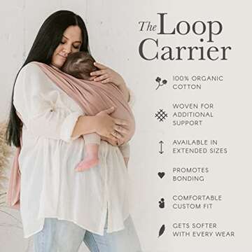 Solly Baby Carrier Loop | Baby Sling Carrier | Luxury Baby Wrap Carrier, Toddler Carrier, Baby Holder for Baby Wearing | Dusty Pink (XS-L)