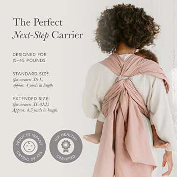 Solly Baby Carrier Loop | Baby Sling Carrier | Luxury Baby Wrap Carrier, Toddler Carrier, Baby Holder for Baby Wearing | Dusty Pink (XS-L)