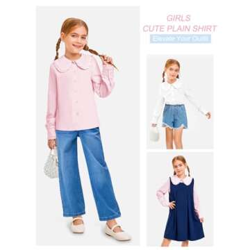 Haloumoning Elegant Baby Doll Collar Shirt for Girls