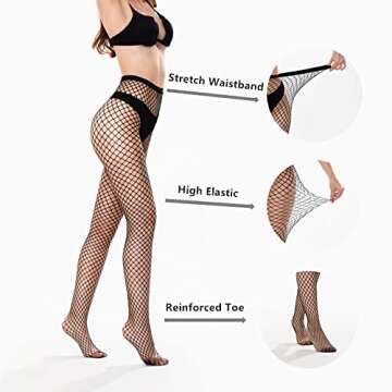 JoMaKaC Women's High Waisted Tights Fishnet Stockings Thigh High Pantyhose