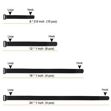 YiwerDer 24 Pack Adjustable Cable Straps for Organization